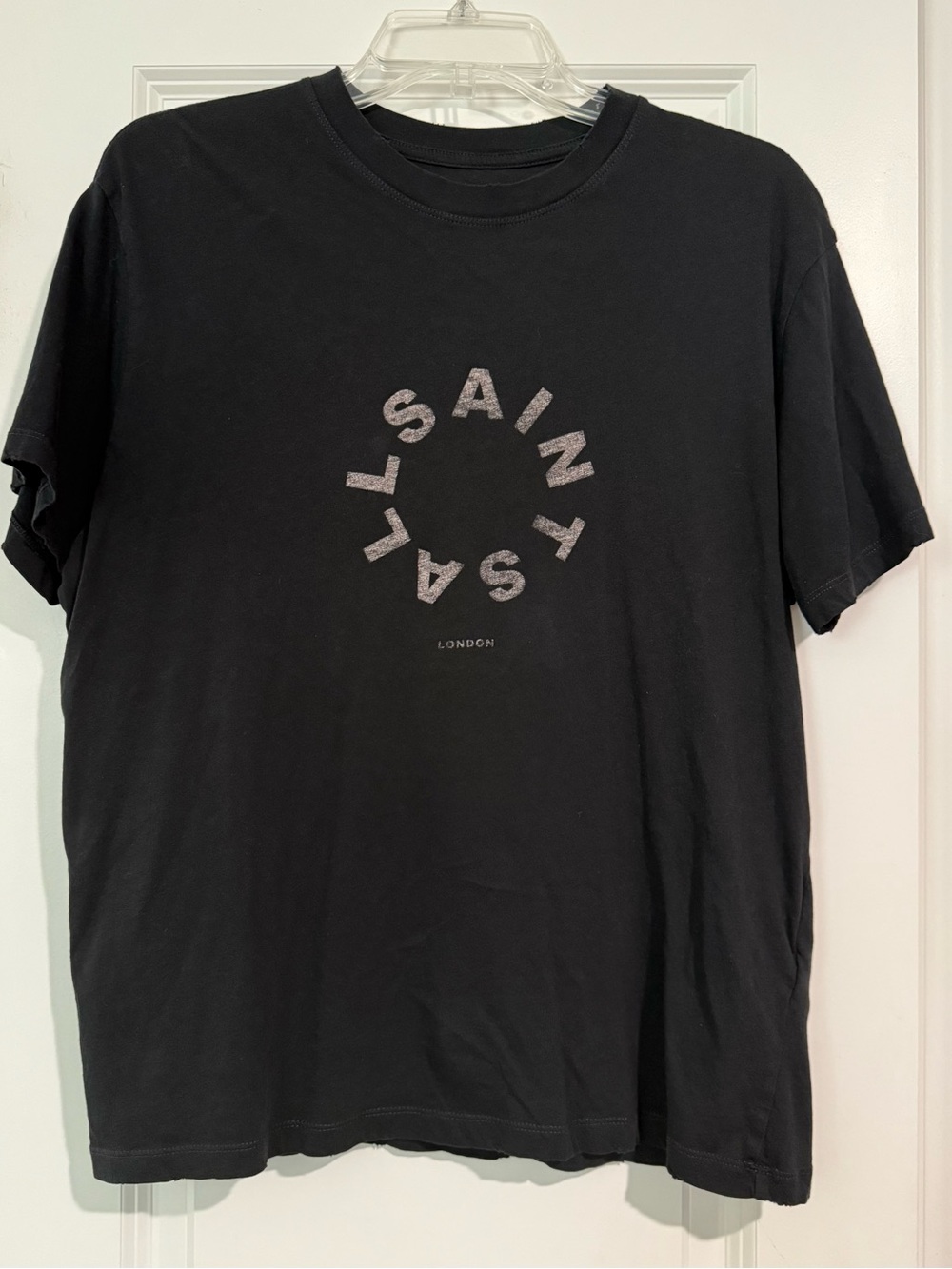 AllSaints Men's Short Sleeve Valence Crew Shirt Black Size S 100% Cotton- Turkey
